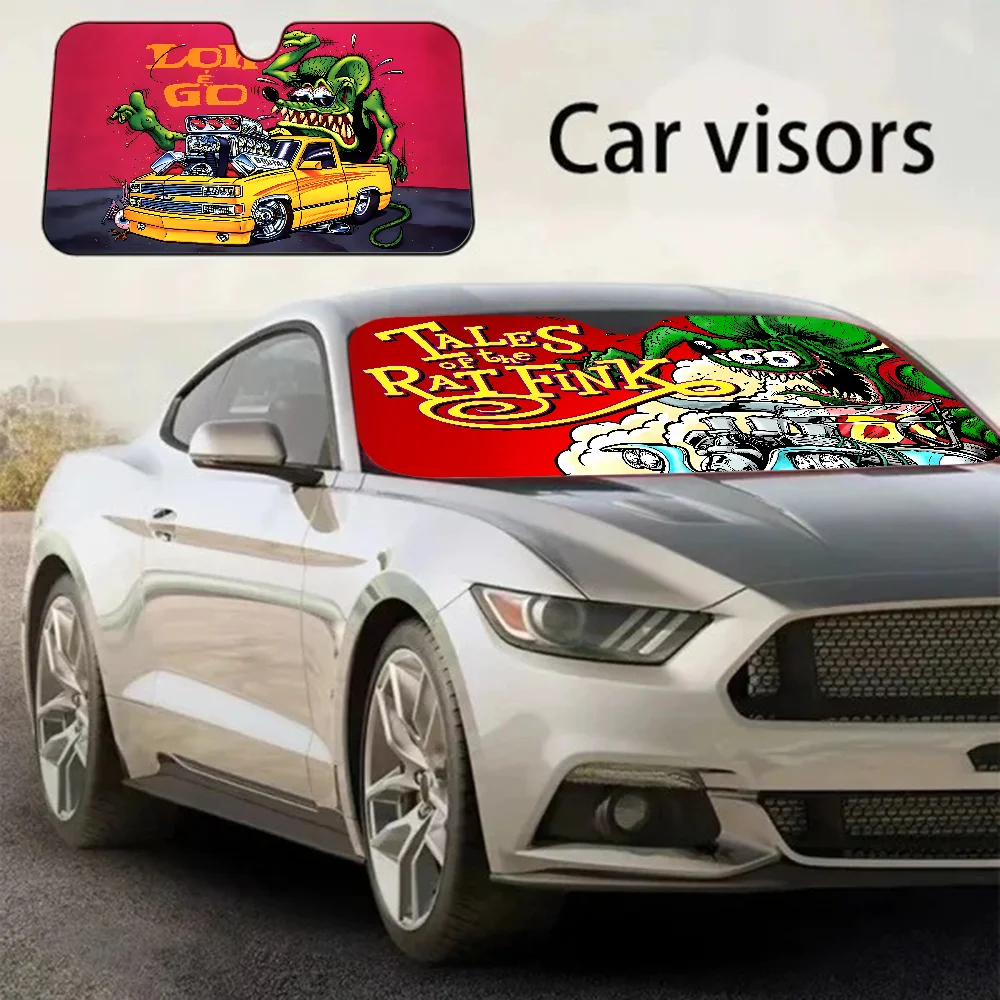 

Funny Rat Fink Cartoon Window Foils Heated Windshield Sunshade Car Front Window Visor Car Solar Protect Tools New