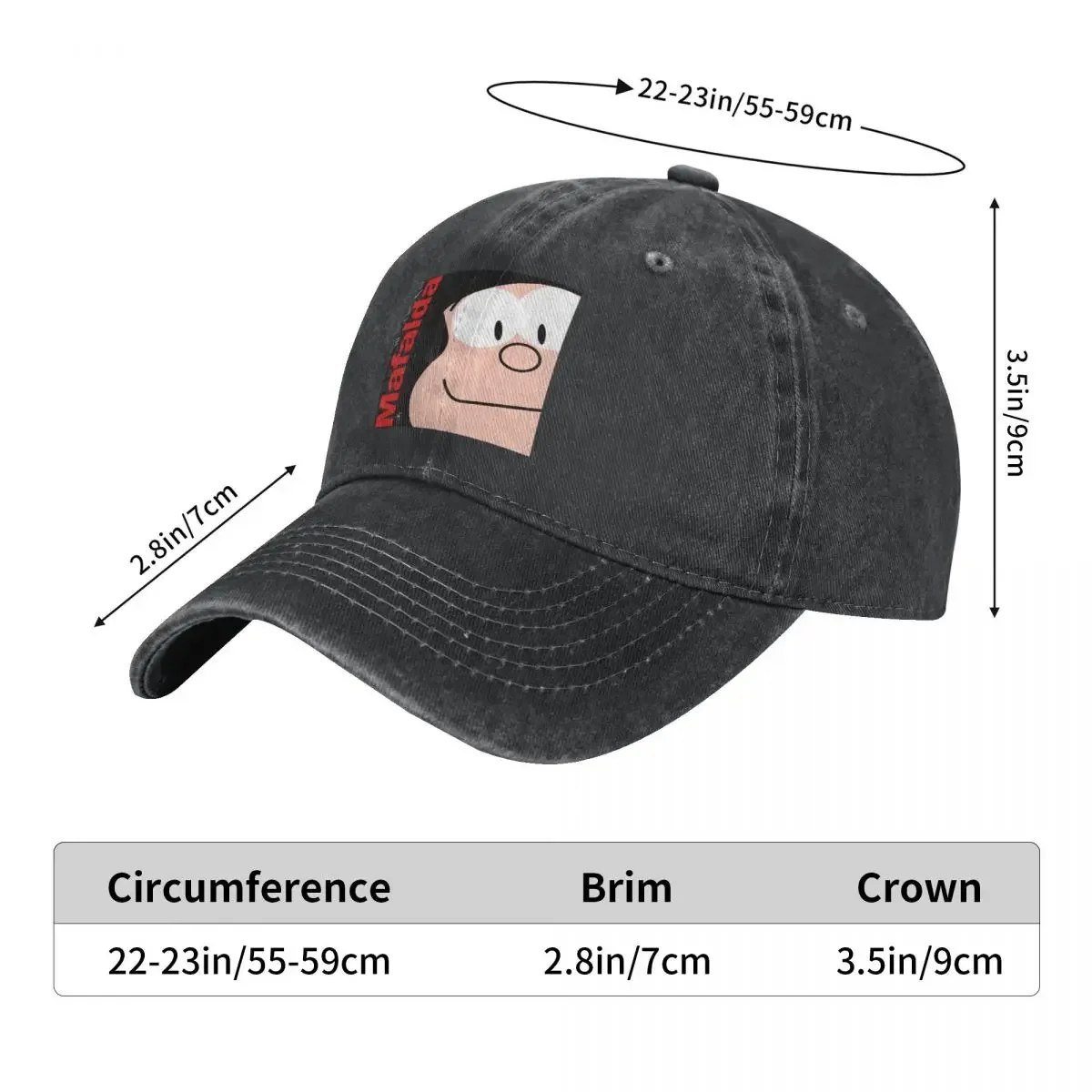 Vintage Mafalda Comics Human Baseball Caps for Men Women Distressed Denim Washed Sun Cap Cartoon Outdoor Workouts Caps Hat