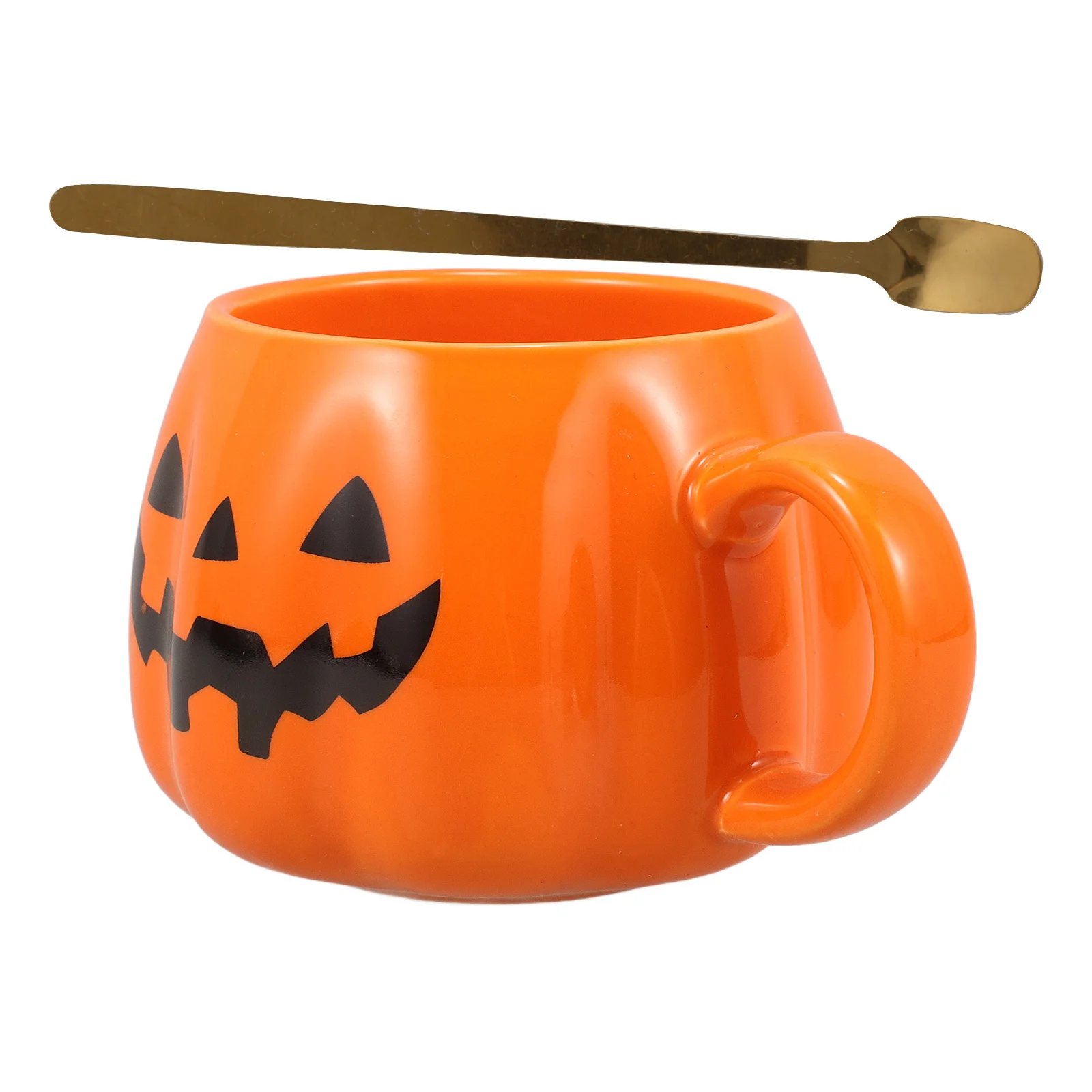 

Halloween Pumpkin Mugs Spoon with Pumpkins Shaped Matching Coffee Ceramic Cup Tea Cups