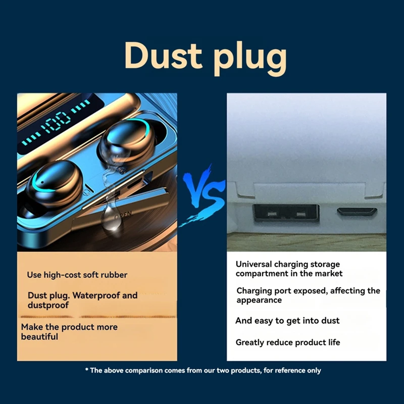 سماعات أذن لاسلكية داخل الأذن ، سماعات أذن صغيرة ، ميكروفون ، IPX7 مقاوم للماء ، شاشة ليد ، سماعات أذن لركوب الدراجات ، الجري