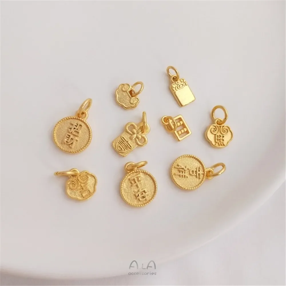 Sand gold small hanging tag strong good luck luck no matter brand pendant peace joy round brand DIY bracelet string pendant