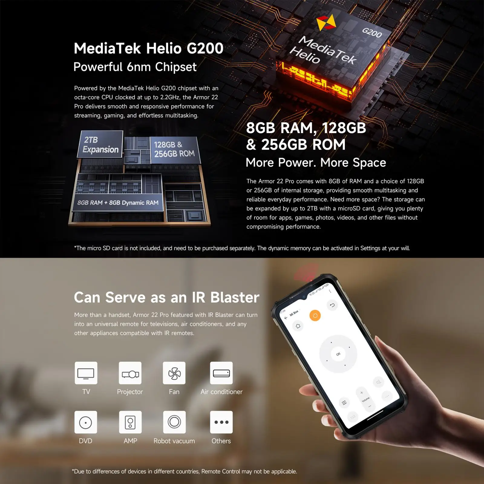 Ulefone Armor 22 Pro Rugged Phone 8GB+128GB / 256GB 6.58'' Android 16 Helio Helio G200 64MP Camera 6600mAh 33W 4G NFC Smartphone