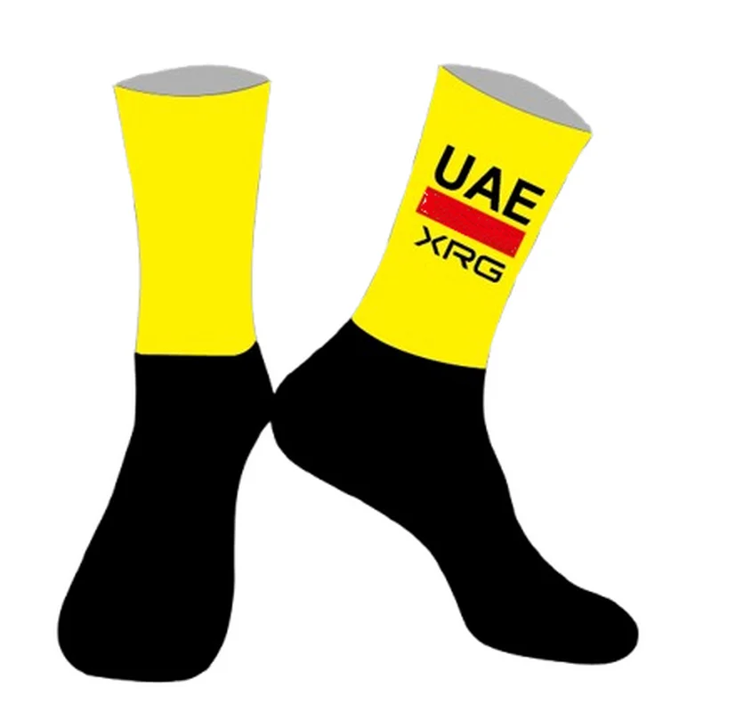 

LASER CUT ONE PAIR 2025 UAE TEAM TDF YELLOW Cycling Socks Antislip Bike Racing MITI Breathable FOR Men and Women