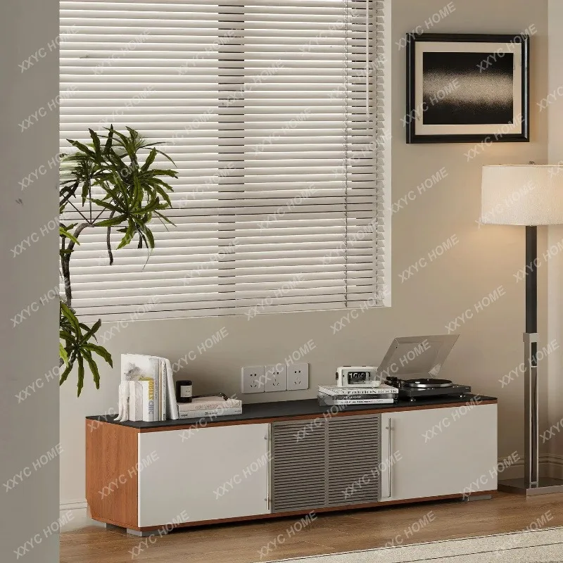 XXhot Modern minimalist TV cabinet black and white contrasting color household wall locker floor-to-ceiling wood