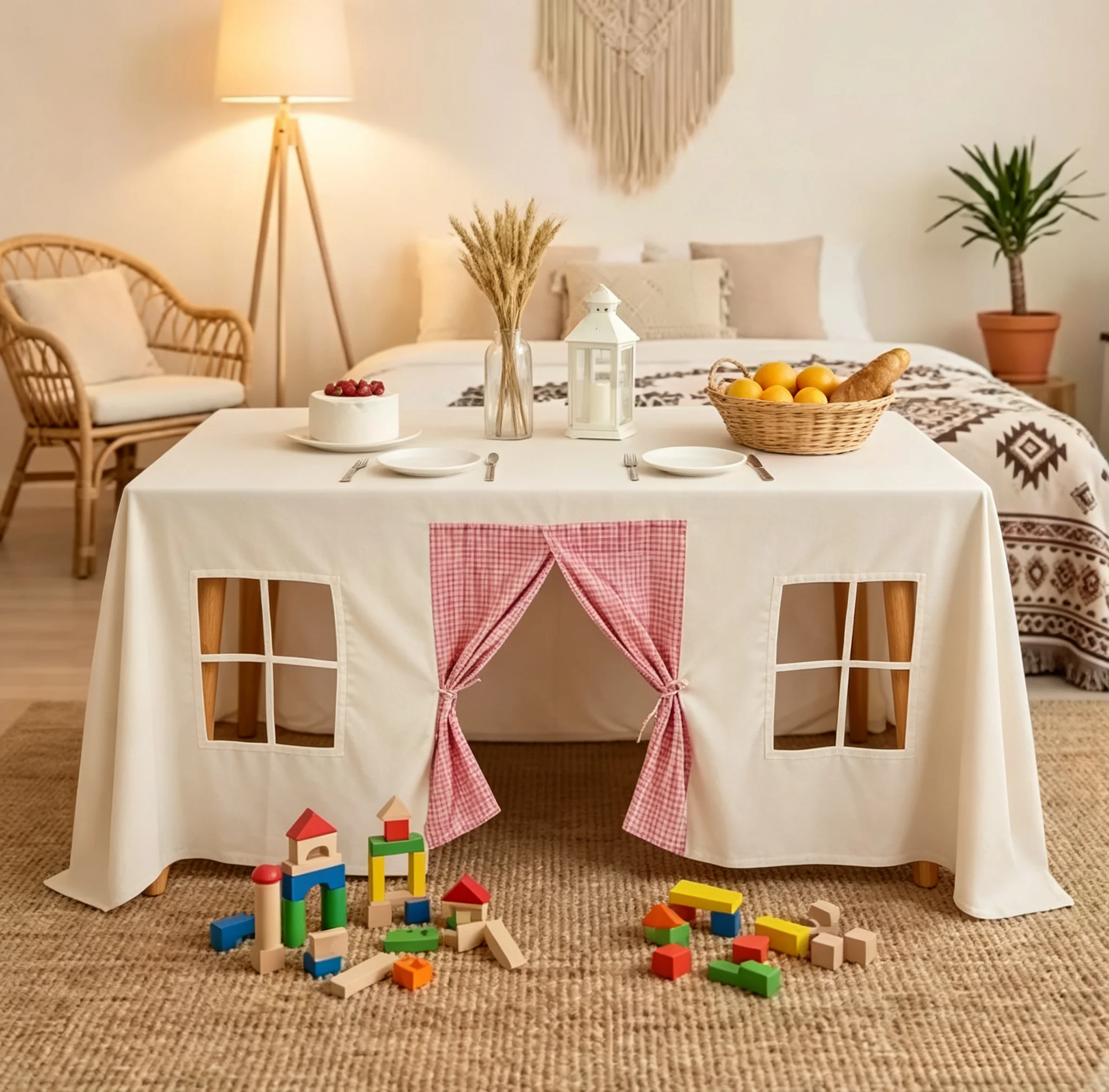 Tablecloth Playhouse for Kid Table Fort Cover Table Cloth Tent Playhouse for Dining Room Birthday Indoor Out