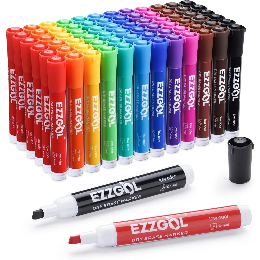 

Dry Erase Markers Bulk 72 Pack 12 Colors Whiteboard Markers Chisel Tip Dry Erase Markers Perfect for Writing on Dry Erase White
