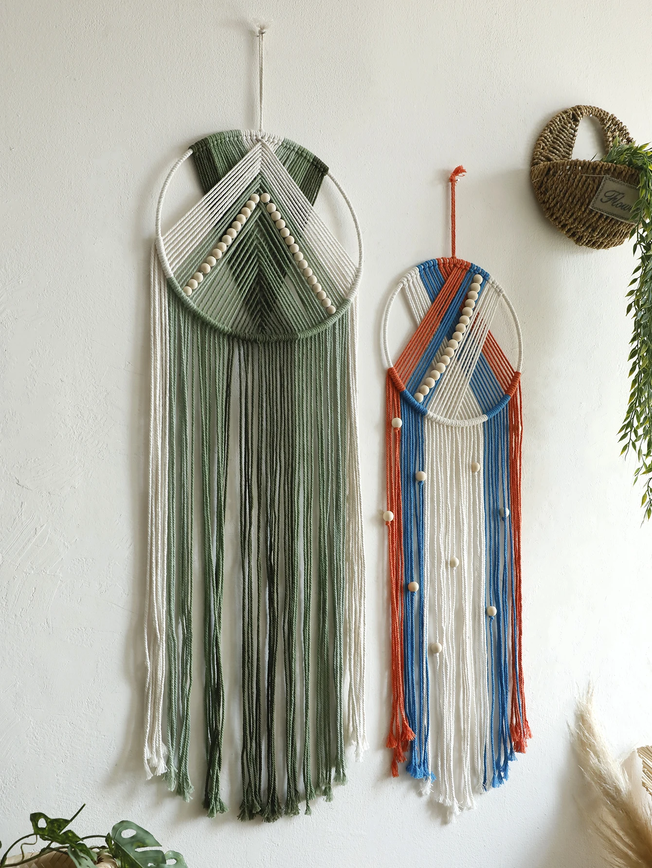 Handmade Macrame Wall Hanging Tapestry with Fringe and Wooden Beads for Living Room Bedroom or Nursery Large Bohemian Decor Gift