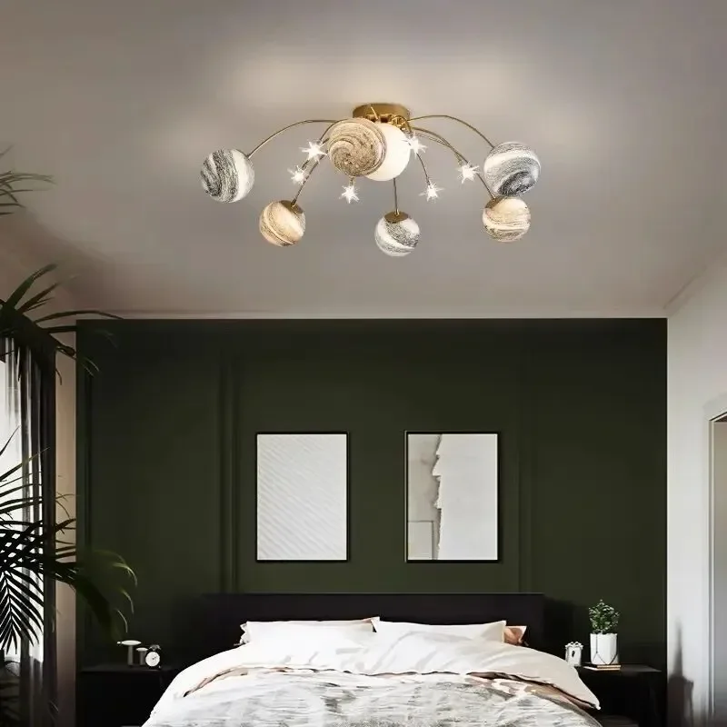 Modern Simple Star Ceiling Light Personalized Romantic Children's room Decorative Lamp Creative Planet Glass Ball Lights