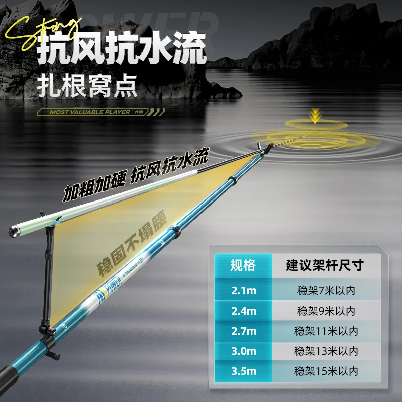 Yuzhiyuani-伸縮式ハンドロッドラック、カーボン素材、釣り竿ホルダー、タレットブラケット、グラウンドサポート、2.1 m、2.4 m、2.7 m、3.0 m、3.5m