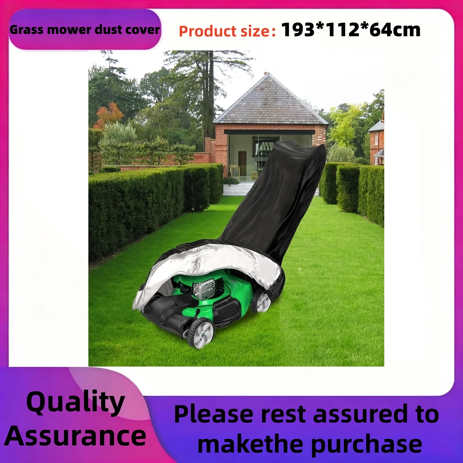 Heavy-Duty Polyester Oxford Lawn Mower Cover Resistant Fit with Adjustable Drawstring Closure for All-Season Outdoor Protection