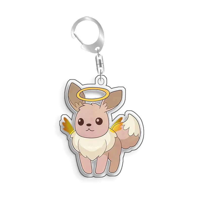 For Pokemon Elf Qikchu Vaporeon Eevee Glaceon Original Acrylic Selfmade Cute Cartoon Anime Keychain Pendant Toy Gift