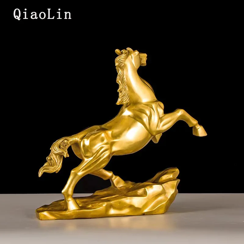 Pure Copper Jumping Horse Statue， Feng Shui Wealth Horse Figurine for Home Decor， Galloping Horse Office Decoration， Success