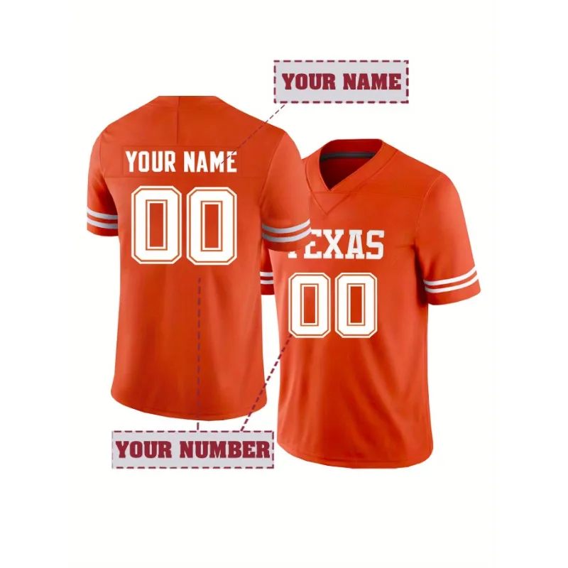 Custom Houston Men's Rugby Jersey Breathable Embroidered Name & Number Perfect for Team Training & Casual Wear  Texans T-Shirts