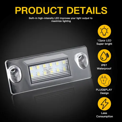 2PCS Suber Bright White LED Number License Plate Lights Canbus For Audi A3 S3 8L A4 B5 Limousine Facelift Avant Car Accessories