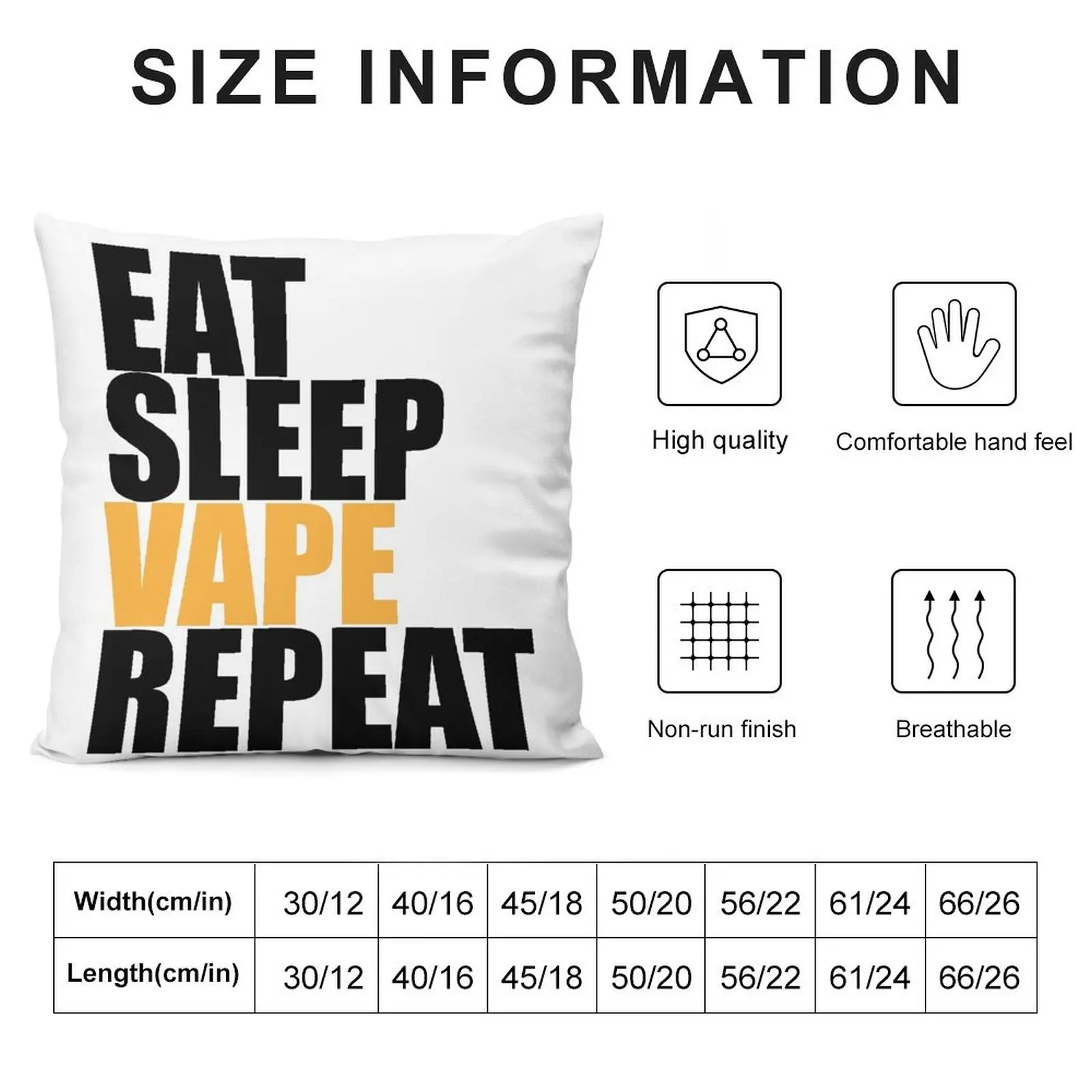 EAT SLEEP VAPE REPEAT Throw Pillow Throw Pillow Covers Pillowcases Cushion Covers Sofa christmas pillowcases pillow