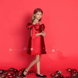 2023 Flower Girl Dress Scoop Neck Puff Girls Party Dresses for Wedding Full Sleeves Sequins Kids Christmas Ceremonial Dress