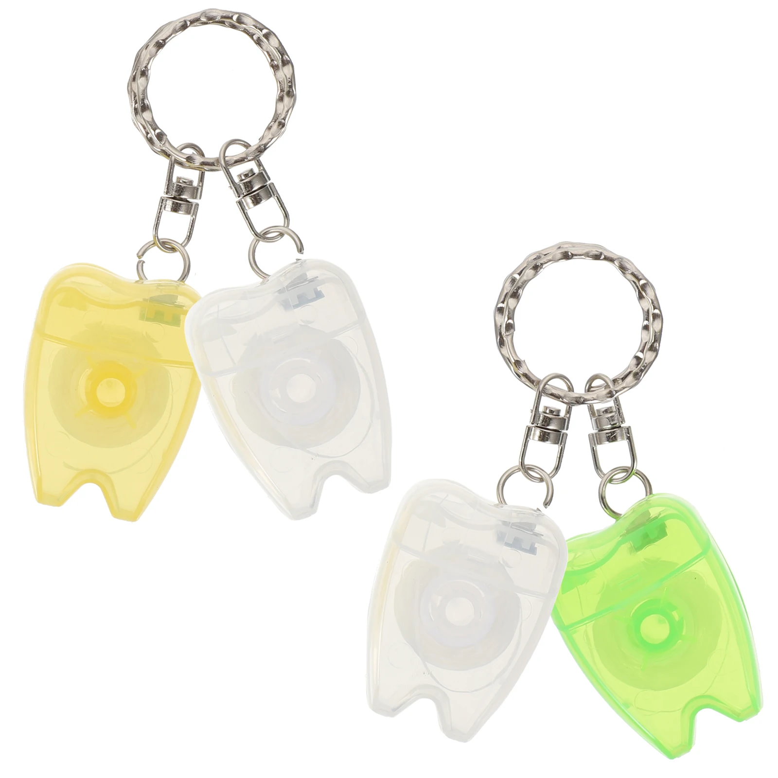 

4 Pcs Dental Floss Keychain Portable Clean Pick Stick Caliber Teeth Picks Silky Wire