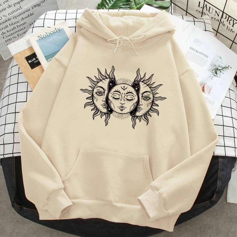 

Witch Triple Moon Gothic Sun hoodies women Kawaii long sleeve top anime funny clothing women streetwear Hood