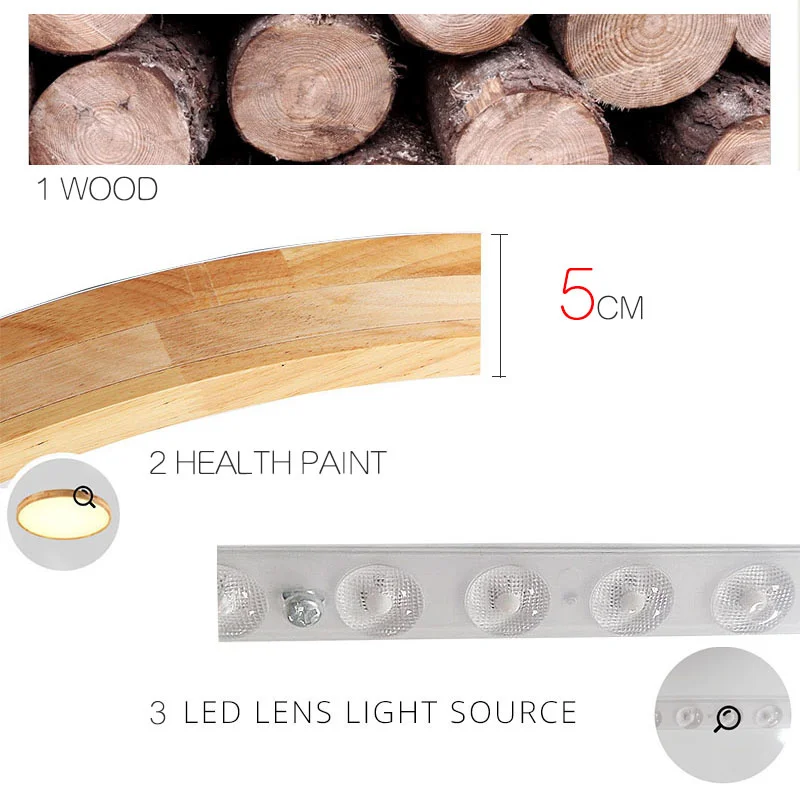 Plafoniere a Led ultrasottili per camera da letto alte 5Cm plafoniere moderne in legno soggiorno ingresso corridoio camera da letto armadio luminare