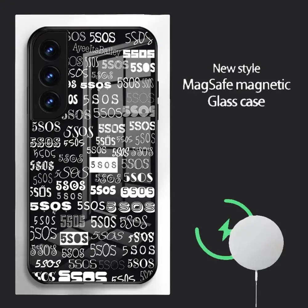 Music Hot Band 5SOS Phone Case For Samsung S26 S25 S24 S23 S22 S21 S20 FE Plus Ultra Glass Magnetic Case