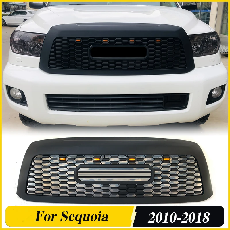 

Front Grill TRD style With Led Lights Auto Parts Bumper Grille Modification Accessories Fits For 2010-2018 Toyota Sequoia