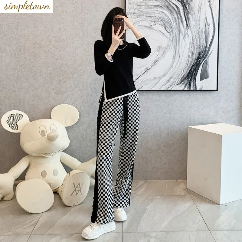 

Sports and leisure suit women's autumn 2024 new fashionable slim fit wide leg pants two-piece set trendy