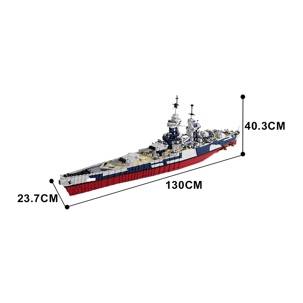 MOC Corazzata Francese Richelieu Modello Building Blocks Seconda Guerra Mondiale Corazzata Militare Destroyer Architettura Mattoni Giocattolo Regalo