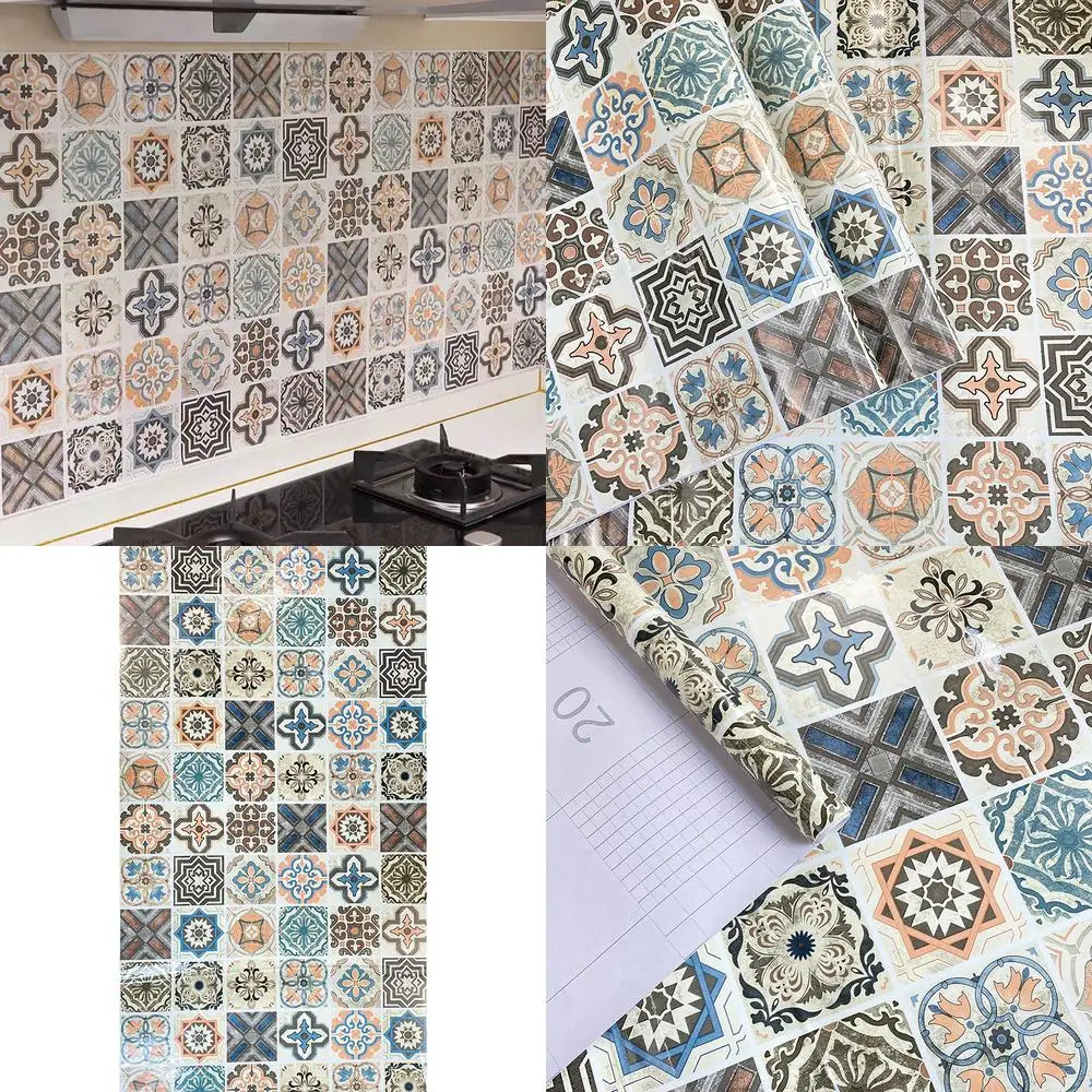 Bathroom Tile Look Wall Stickers Waterproof Moisture Proof Self Adhesive Toilet Wallpaper for Hiding Flaws and Repairing Holes