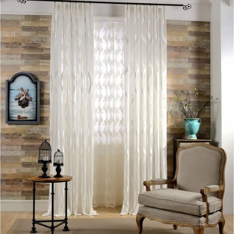 Modern American Simple Cut Velvet Solid Color Gauze Curtain Light-impermeable Living Room Bedroom Balcony Curtain