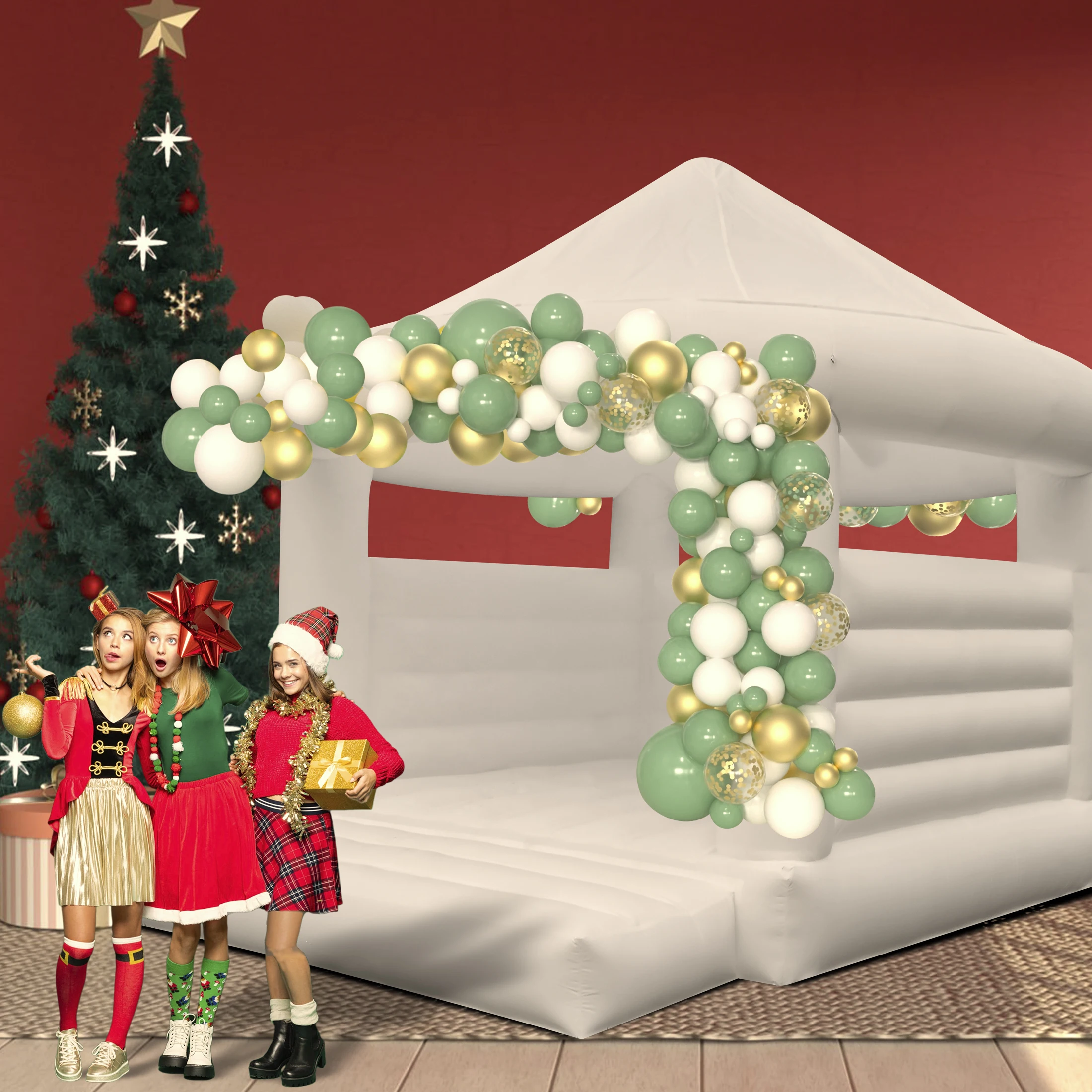 Holiday Birthday Party Commercial white inflatable trampoline castle children's toys children's playground