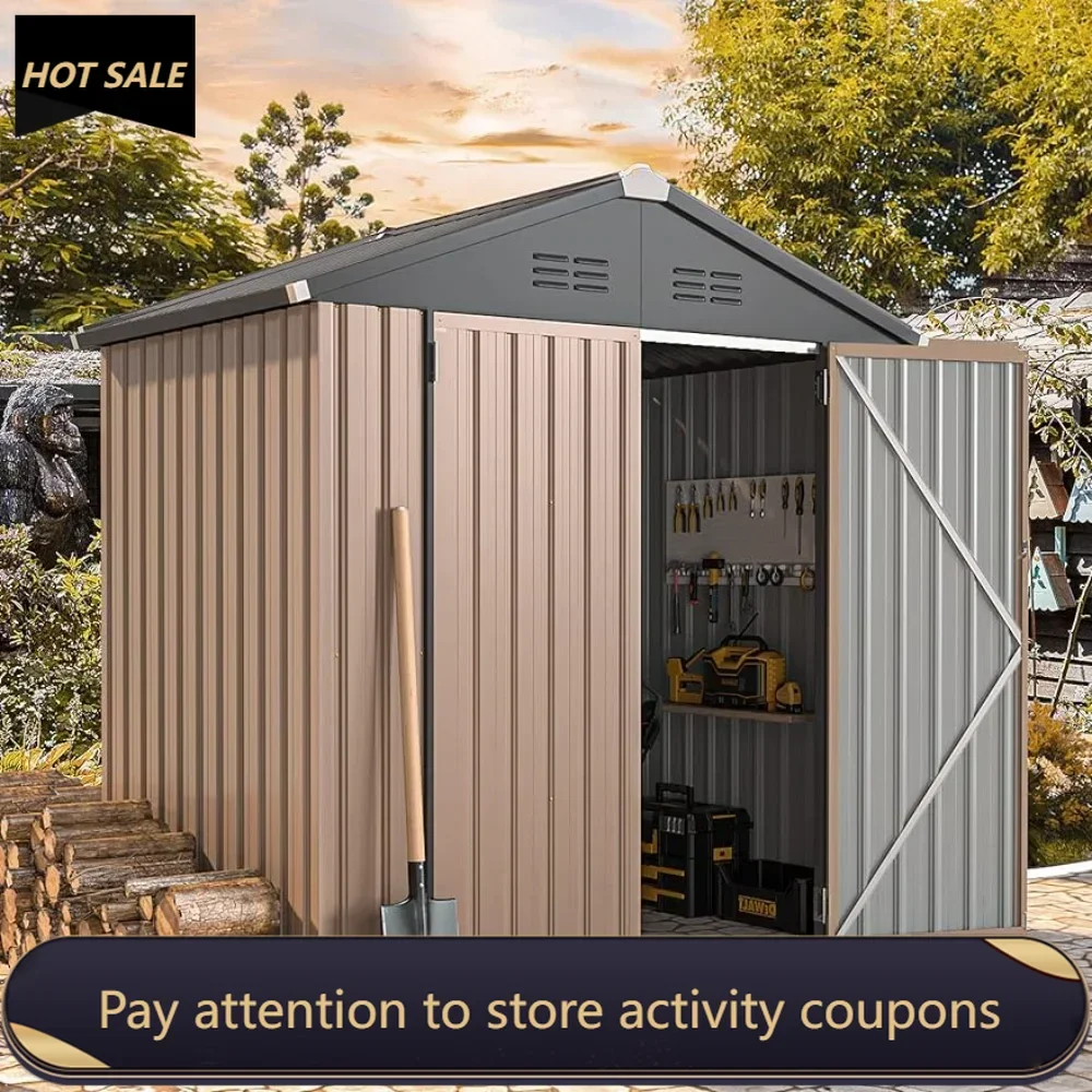 

6' X 4' Storage Shed Metal Sheds & Outdoor Storage Clearance Utility and Tool Garden Shed With Lockable Doors for Backyard Patio