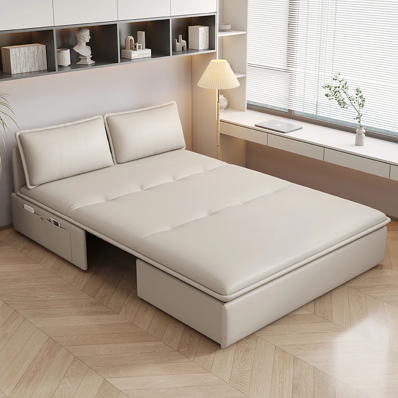 

Electric sofa bed dual-purpose folding multi-functional sofa living room study small apartment single push-pull intelligent