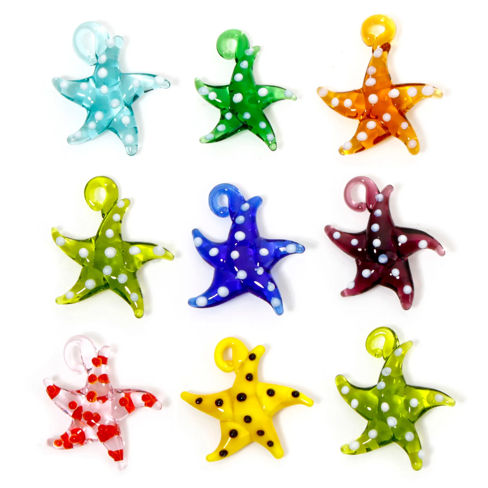 DoreenBeads 2PCs Starfish Lampwork Glass Pendant Colorful Charms DIY Making Necklace Earrings Bracelet Jewelry Accessories