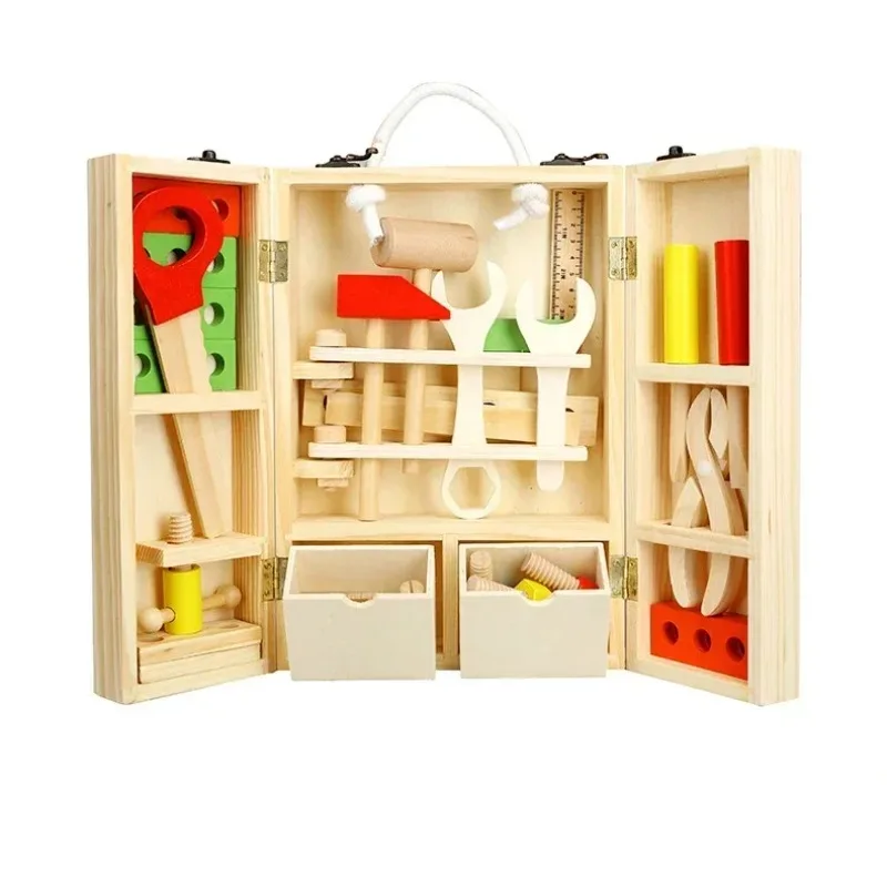 เด็กซ่อมกล่องเครื่องมือจําลองประกอบสกรู NUT Early Education Building Blocks Play House ของเล่นปริศนา