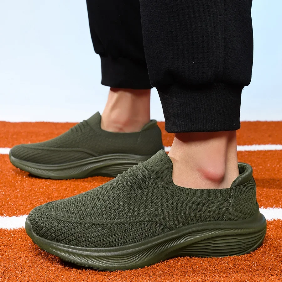 Big Size Spring Men Shoes Chunky Sneaker Knit Casual Sport Shoes Street Cool Slip-on Loafers