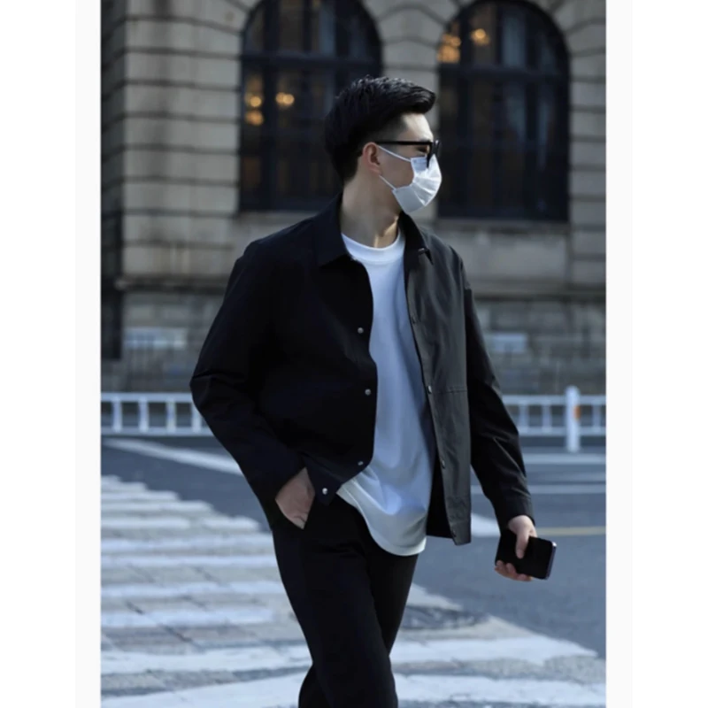 

Spring and autumn new men's jacket coat trend fashion youth slim handsome casual solid color lapel coat