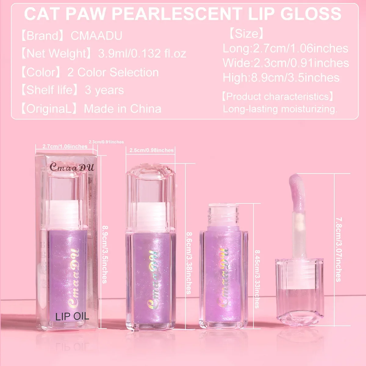 Perłowy błyszczyk do ust z efektem lustra, żelowy tint do ust, seksowny, prześwitujący, fioletowo-różowy, nawilżający, długotrwały błyszczyk do ust, szminka.