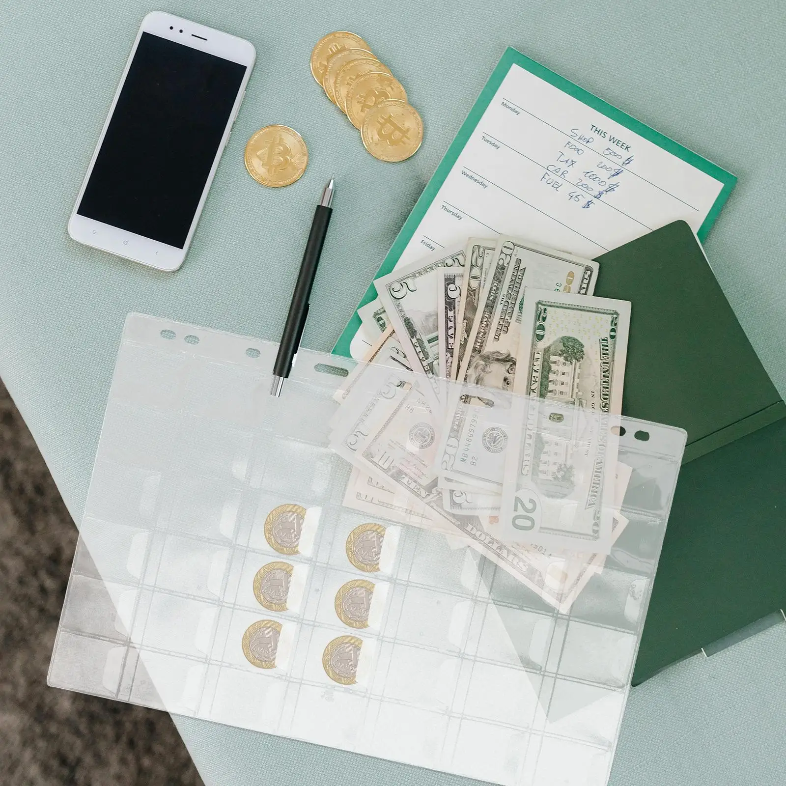 10 Sheets 9 Holes Coin Collection Pages 30 Grids Transparent Design Binder Sleeves Collectors Album Storage Inserts