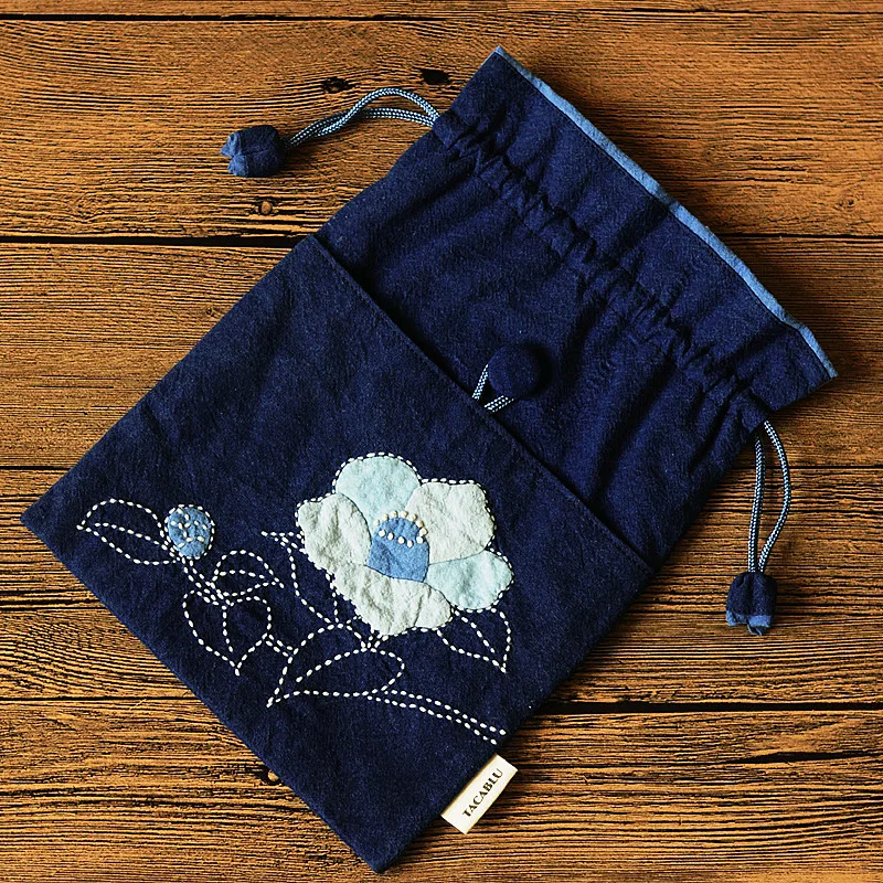 Camellia Drawstring Bag Double Layer Child Embroidery Patchwork Sewing DIY Material Package Set Shopkeeper Recommended Adult