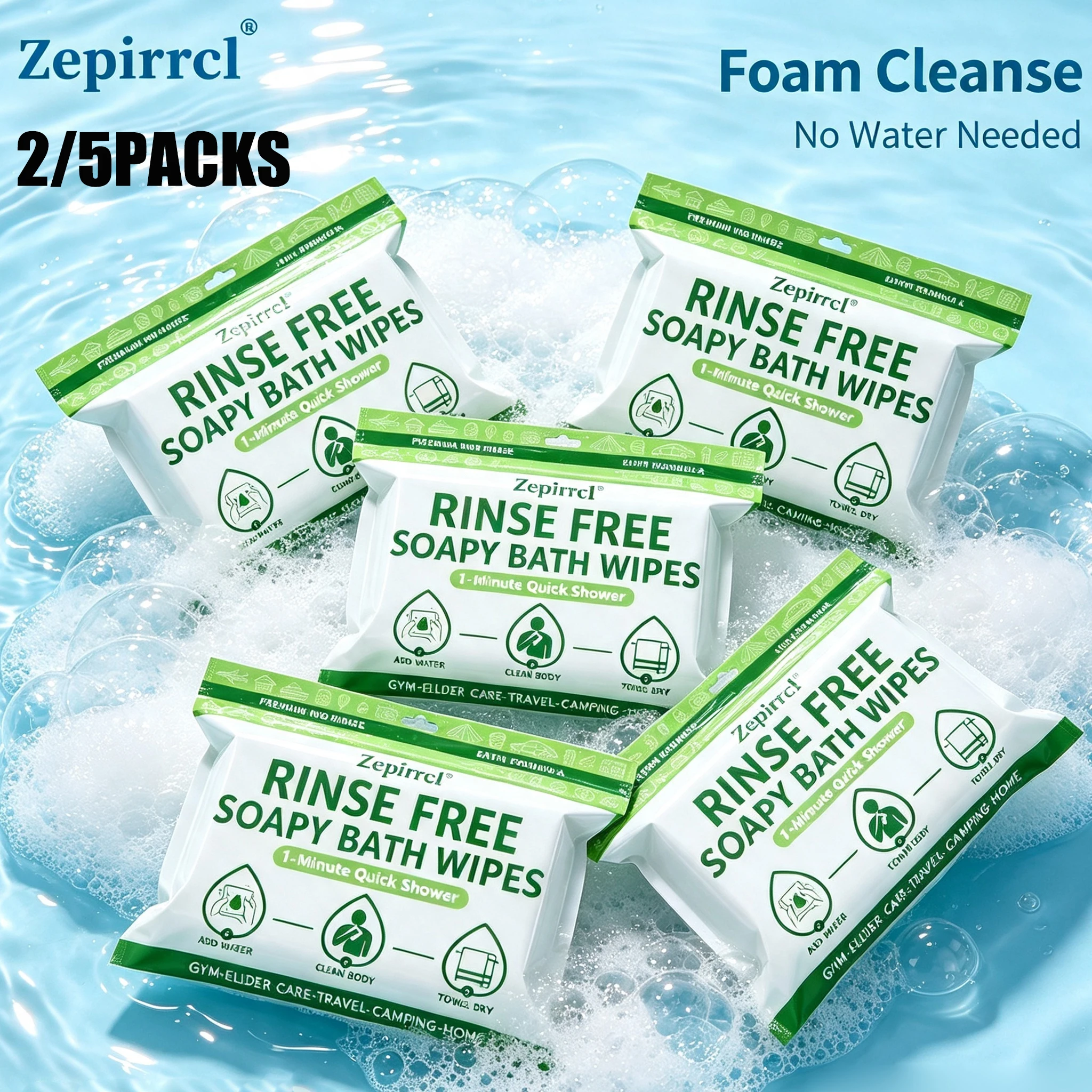 50 Sheets of Disposable Foam Cleaning Towels, Portable Soap Towels, All-In-One Cleaning Towels with Built-In Soap, Can Be Wetted with Water and Rubbed to Produce Foam for Cleaning the Body, No Need to Rinse, Quick Bath