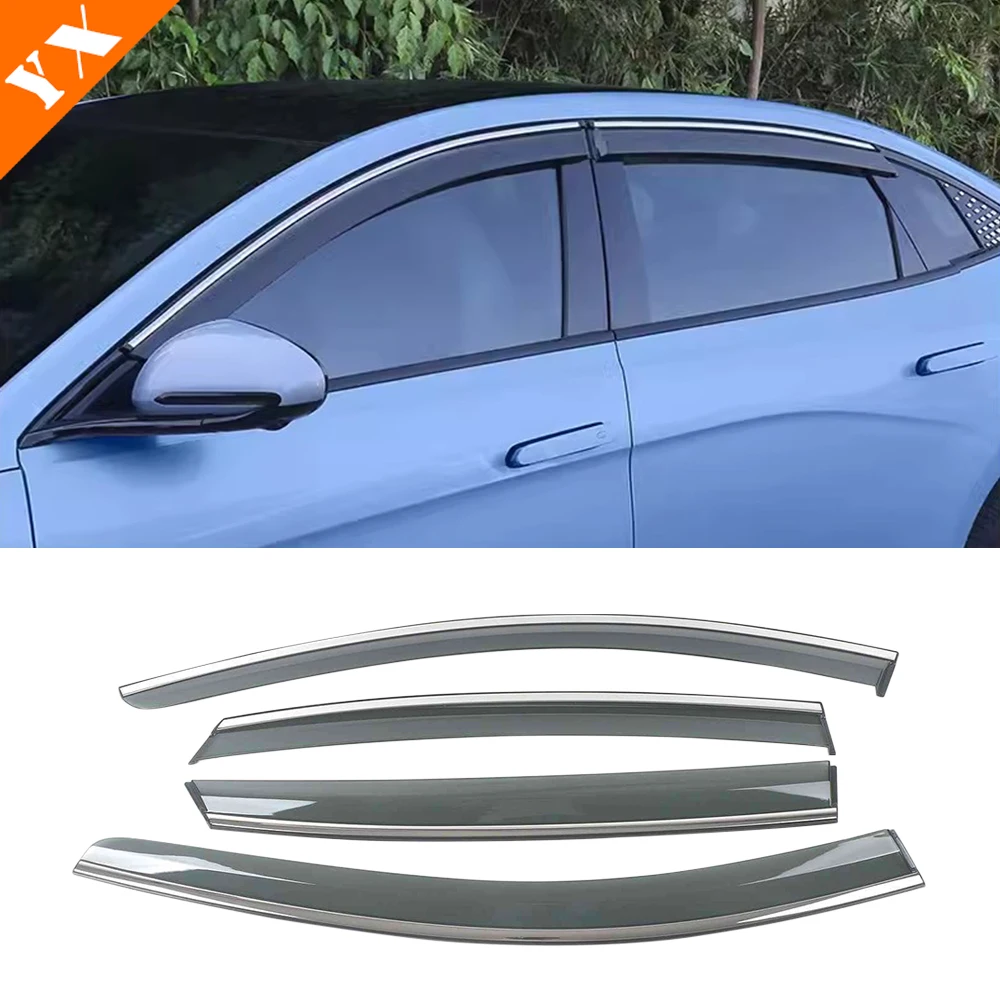 For BYD Seal Atto 4 2022-202 sliver Chrome Trim Car Window Sun Shade Anti Rain Decoration Protector Sticker Cover Garnish