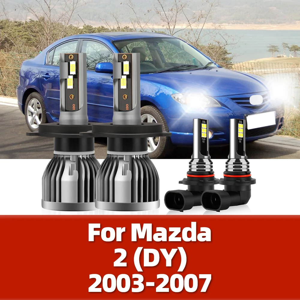 LED Car Headlights Bulbs CSP Chips 20000LM High Low Beam Headlamp 6000K Auto Fog Light For Mazda 2 (DY) 2003 2004 2005 2006 2007