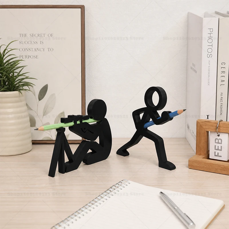 3D Printed Stick Figure Pen Holder, Creative Human‑Shape Desk Pencil Stand, Fun Office Desktop Decor, Novelty Stationery Gift