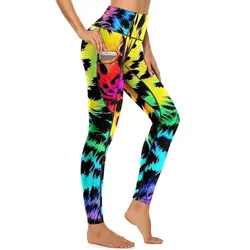 Tie Dye Rainbow Yoga Pants Leopard Print Leggings Sexy High Waist Breathable Yoga Sports Tights Stretch Design Running Leggins