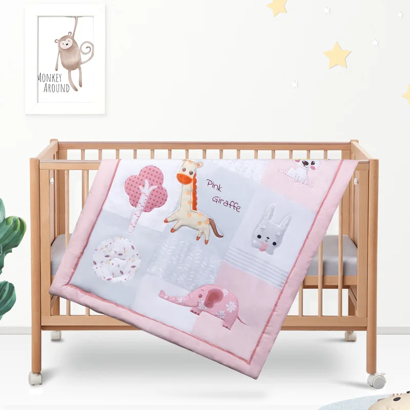 Juego de ropa de cama para cuna de bebé, edredón de dibujos animados, almohada, Sábana de parachoques, juegos de cama