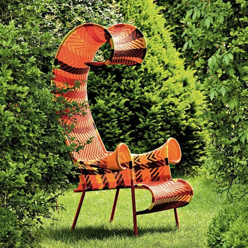 Outdoor rattan chair sofa, courtyard villa garden terrace rattan rain and sun protection art hotel bed and breakfast sofa