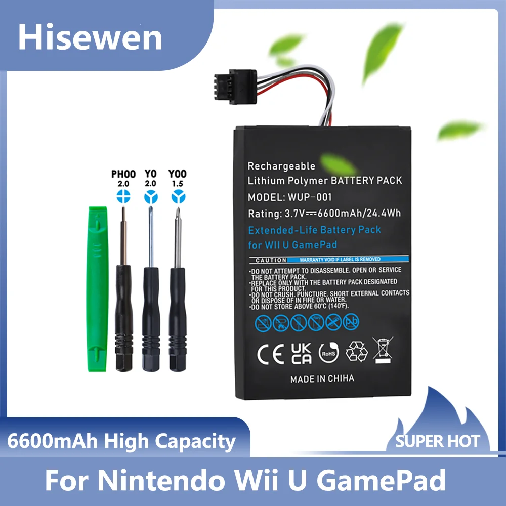 6600mAh High Capacity Li-ion Bateria WUP-001 WUP-012 Battery For Nintendo Wii U GamePad ARR-002 Battery with free Tool