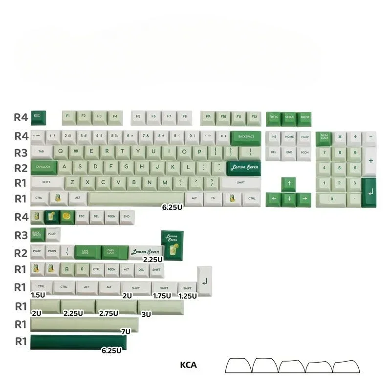 

KCA Height Keycaps PBT Green Axis Mechanical Keyboard Green Keycaps Personalized Lemon Full Keycaps