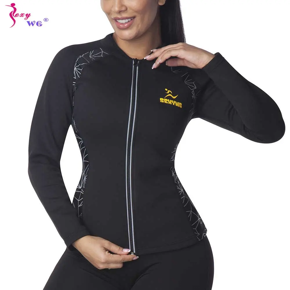 SEXYWG Sauna Top for Women Weight Loss Slimming Long Sleeve Fitness Suit Neoprene Shirt Fat Burner Ladies Workout Body Shaper