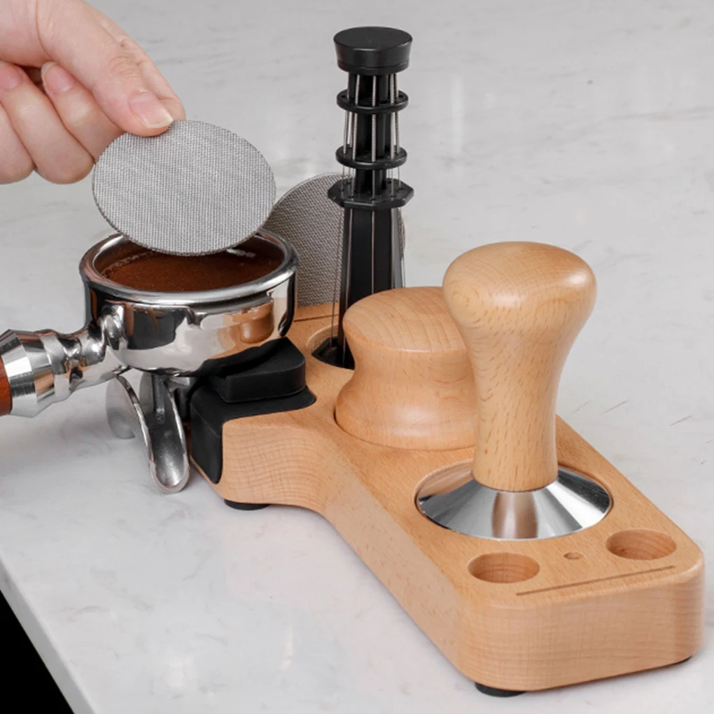 New 25cm Coffeeware Portafilter Tamper Stand Teaware Pine Wood Universal Portafilter Organizer Coffee Lever Tool Tamper Mat